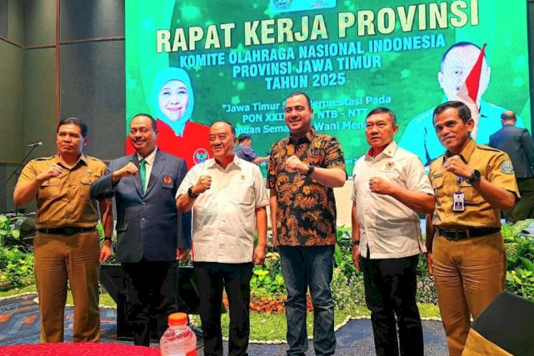 Ketua Umum KONI Pusat Ajak Masyarakat Olahraga Berikan Dukungan Kritis pada Kebijakan Pemerintah di Rakerprov KONI Jawa Timur