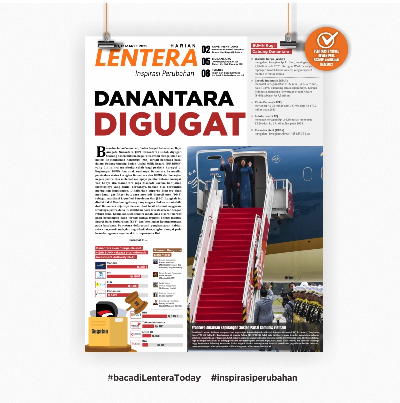 Danantara Digugat (Koran, Rabu 12/3/2025) - Lentera Today
