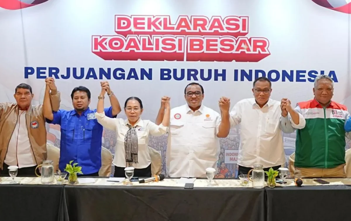 Koalisi Besar Perjuangan Buruh Indonesia resmi dideklarasikan di The Grand Mansion Hotel, Jakarta, pada Rabu, 1 Juli 2026, oleh 16 konfederasi dan 147 federasi serikat pekerja.